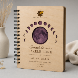 Jurnal de vise personalizat Atelier Stejarul cu fazele lunii și inserție albastră