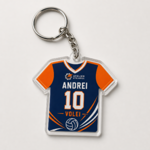 Breloc personalizat în formă de tricou de echipă, cu nume și număr