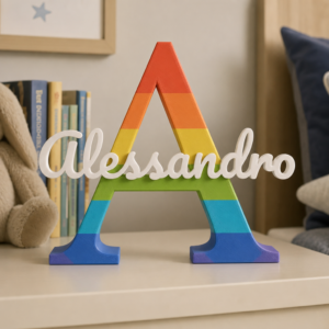 Inițială personalizată cu nume integrat, în design Curcubeu Segmentat multicolor