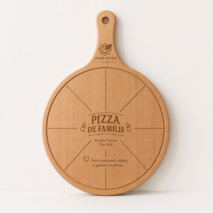 Paletă personalizată pentru pizza din lemn cu marcaje pentru opt felii și gravură