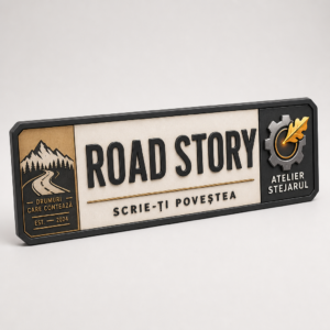 Plăcuță decorativă Road Story personalizată, cu nume și elemente grafice