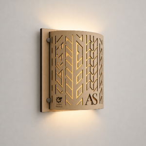 Aplică LED geometrică Atelier Stejarul cu abajur semicilindric din placaj