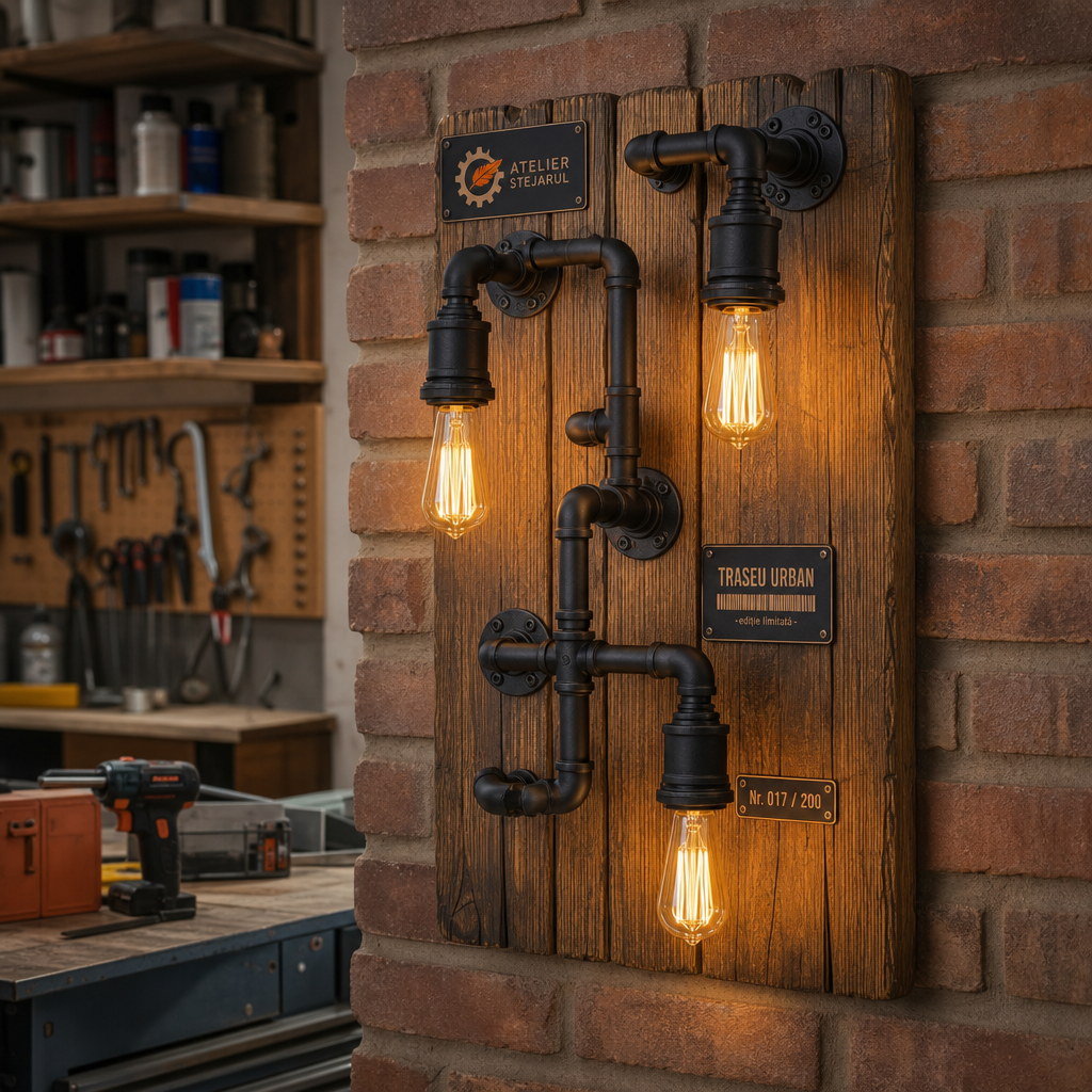 Lampă decorativă industrială personalizată pentru bar, atelier sau interior modern