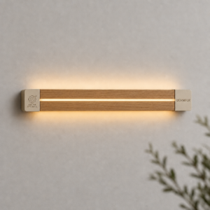 Aplică LED Linia de Lumină din lemn, montată vertical pe perete